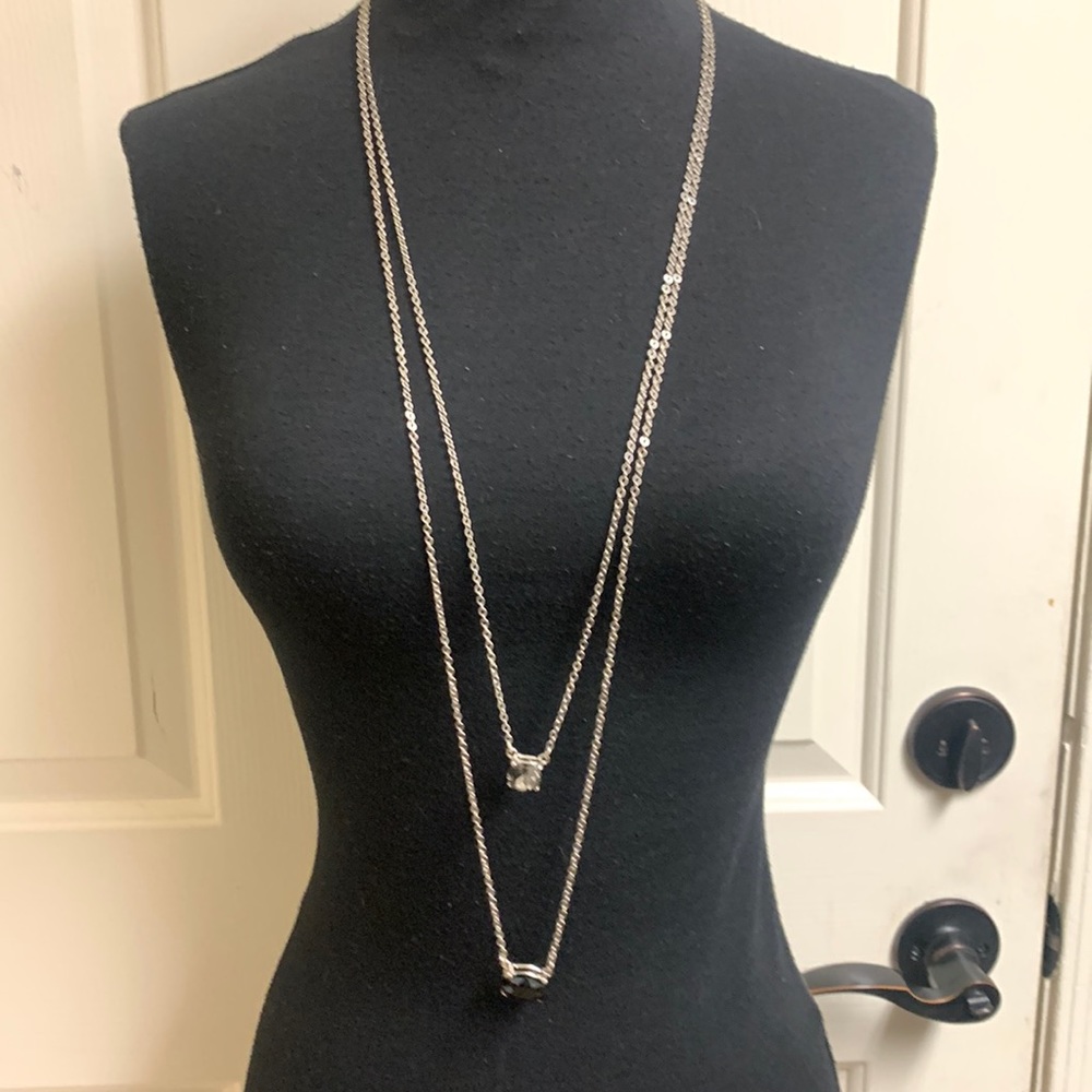 Necklace Silver and black necklace, 33”